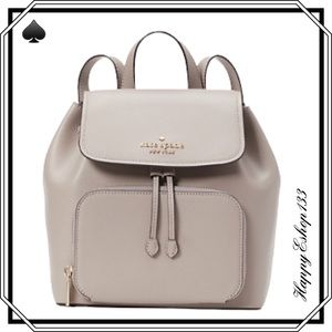♠️ kate spade ♠️ Darcy Refined Leather Flap Backpack, Warm Taupe